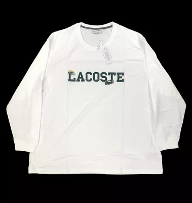 NEW Lacoste Big & Tall Graphic Croc Crew Long Sleeve Mens T Shirt White Green  • $44.99