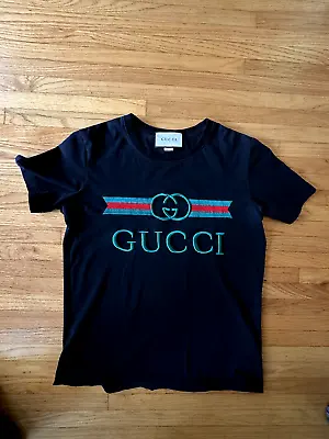 Gucci Embroidered Logo T-shirt Unisex Top Shirt Vintage • $200