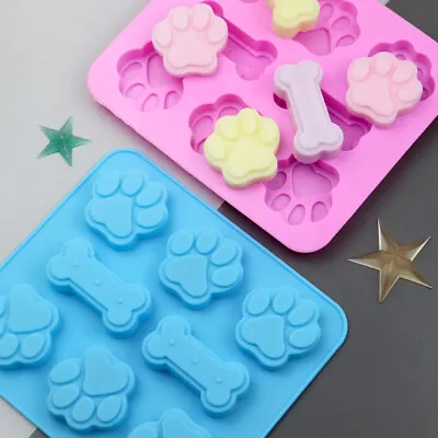 Silicone Cat Dog Paw Bone Chocolate Mould Fondant Candy Ice Cube Tray Jelly Mold • £2.59