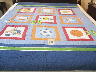 Twin Sized Quilt MVP Sports Athletic All Star Bedspread~ No Tag • $39