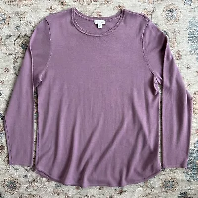 J Jill Tunic Sweater Womens M Washable Merino Wool L/S Pullover Knit Top Purple • $32