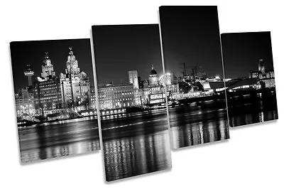 £49.99 • Buy Liverpool City Skyline B&W MULTI CANVAS WALL ART Framed Panel