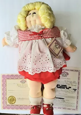 Vintage Soft Sculpture Cabbage Patch Kid  Rose Pearl  1983 Red Dress Blonde • $69.95