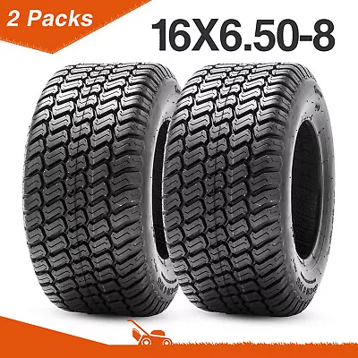 Set 2 16x6.50-8 Lawn Mower Tires 16x6.5x8 4Ply Turf Mower Tractor Tyres Tubeless • $59.98