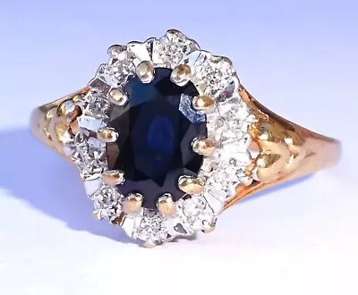 9ct Gold Sapphire And Diamond Vintage Ring • £60