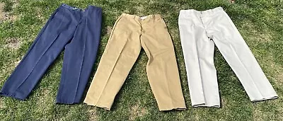 Lot Of 3 Lands End Men Chino Pants Slacks Browns Blue Straight Leg Sz 38X32 • $23.35