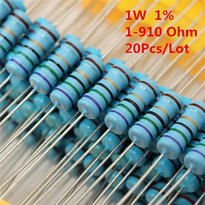 20Pcs 1W 1 Watt Metal Film Resistor ±1% 56 120 150 180 430 470 680 1-910 Ω Ohm • $1.41