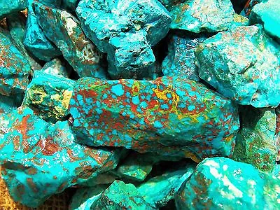 $28.61 • Buy 2000 Carat Lots Of Chrysocolla & Turquoise Rough - Plus A FREE Faceted Gemstone