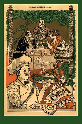 1847 Chef Cook  New Orleans Louisina Food Bar Vintage Poster Repro FREE S/H • $17.90