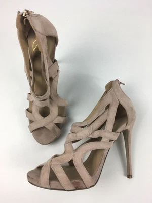 £12.49 • Buy Womens Missguided Beige Suedette Uk 7 Eu 40 Strappy Stiletto Heel Sandals Shoes