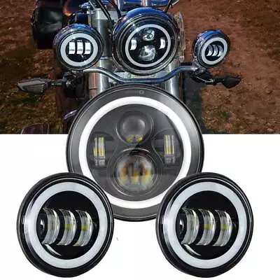 $109.79 • Buy For Yamaha V Star 650 Classic 7  LED Projector Headlight+4.5  Fog Passing Lights