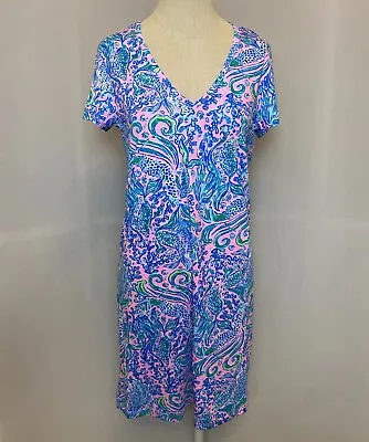 Lilly Pulitzer Dress S M L XL We Mermaid It Etta V-Neck Dress Pink • $74.99