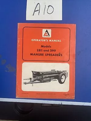 Allis Chalmers 281 299 Manure Spreader Operators Owners Manual Book AC NOS • $13.89