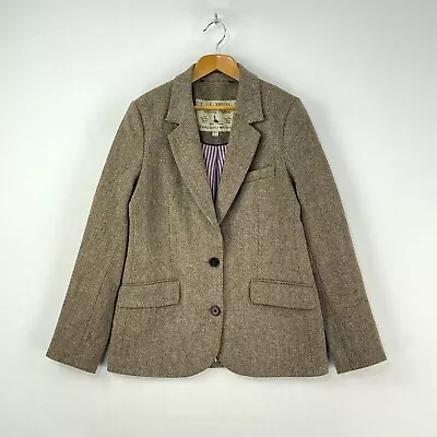 Jack Wills Tweed Jacket Womens 6 8 Brown Herringbone Wool Country Hacking Blazer • £49