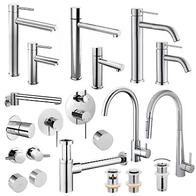 Chrome Round Bathroom Tall Basin Mixer Kitchen Tap Faucet Wall Swivel Spout WELS • $56
