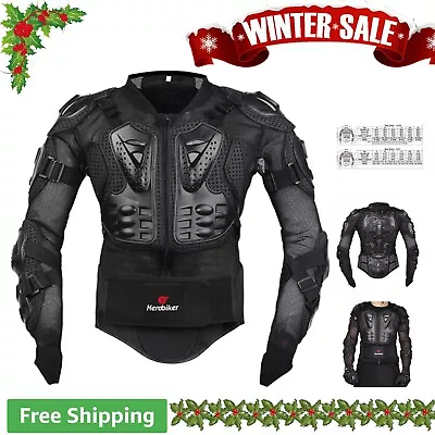 Full Body Armor Jacket For Motorcycle - Spine & Chest Protection - Large Black • $106.99