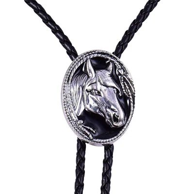 £8.32 • Buy Vintage Silver   Men Horse Head PU Leather String Western Cowboy Bolo Tie