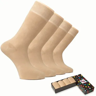 $19.98 • Buy Hugh Ugoli Men's Bamboo Dress Socks Seamless Toe And Thin, 4 Pairs, Size: 8-12