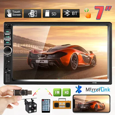 7  Car Stereo Radio Bluetooth Double 2 DIN MP5 Touch Screen USB AUX IN + Camera • $32.99