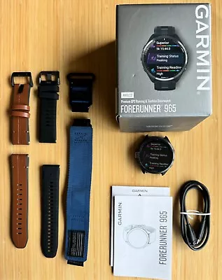 Garmin Forerunner 965 Unisex Smartwatch - Black With Extra Bands • $490