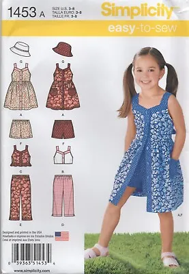 £7.45 • Buy Simplicity Sewing Pattern 1453 EASY Dress Trousers Top Shorts HAT Age 3 - 8 New