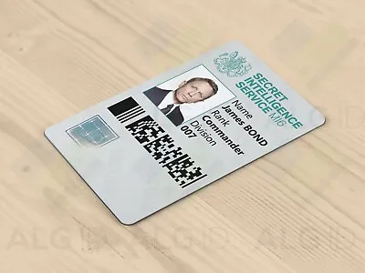 ALG ID Cards® - Novelty James Bond 007 Spy ID Card - Made In Britain - Freepost • £7.99