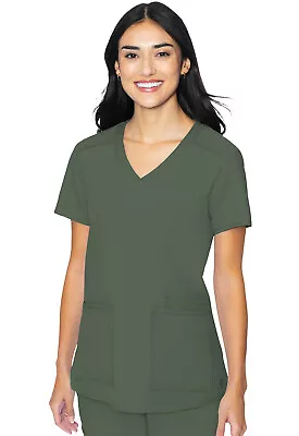 Med Couture MC Insight Women's Scrubs 3 Pocket Top MC2411 OLIV Olive Free Ship • $22.99