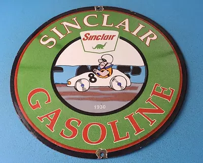 Vintage Sinclair Gasoline Sign - Flintstones Dino Gas Pump Porcelain Sign • $142.47