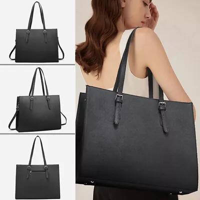 15.6 Inch Laptop Bag For Women Waterproof Lightweight Leather Tote Bag Black • $46.88