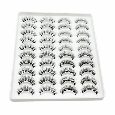 20 Pair 3D Faux Mink False Eyelashes Wispy Cross Long Thick Soft Fake Eye Lashes • £4.99