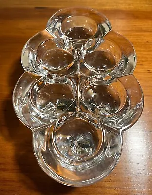 Vintage Unusual Glass Tea Light Six (6) Openings Candle Holder Sparkly And Heavy • $28