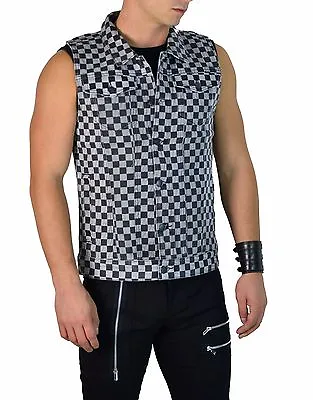 Kill City Lip Service Trucker Racing Checkers Biker Moto Goth Rocker Jacket Vest • $39.99