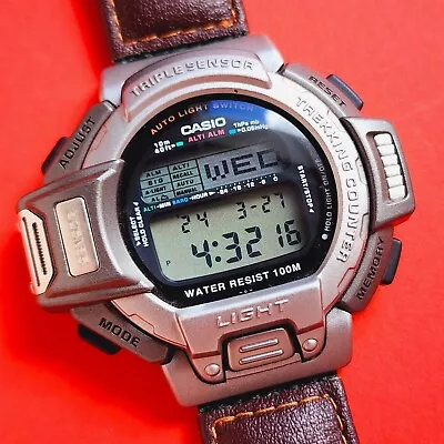 Casio Pathfinder Watch Rare Retro Triple Sensor Trekking Counter PAT-600 1570 • $199