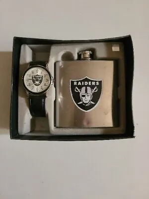 Oakland Raiders NFL Black Watch And Flask Gift Set - Free Shipping  • $14.95