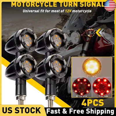 Mini Motorcycle LED Bullet Turn Signals Blinker Light Indicator Amber Black Lamp • $13.29