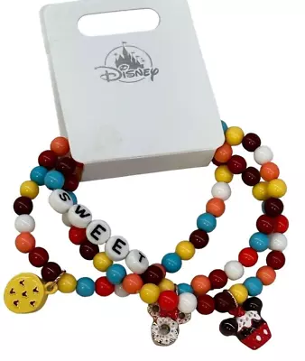 Disney Parks Mickey  Minnie Sweet Treats Snacks Stretchy Bracelets Set Of 3 • $22.95