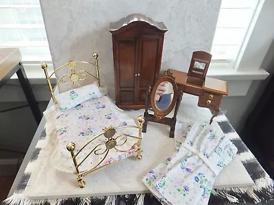 1:12 Scale Bedroom Set Modern & Vintage W/ Matching Bedding & Curtains • $10