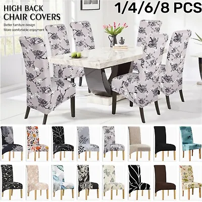 $9.49 • Buy Highback Dining Chair Covers Stretch Seat Slipcover Fit Wedding Cover 1/4/6/8PCS