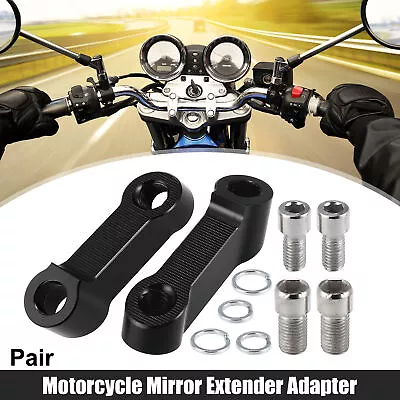 1 Pair Motorcycle 10mm 8mm Mirror Extender Adapter For Honda For Yamaha Black • $10.29