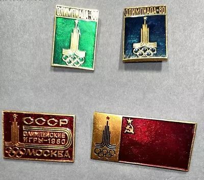 1980 Moscow Olympic Games Russia Soviet Union 4 Pieces Pins Badges • $4.99