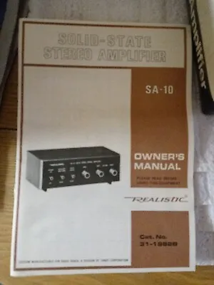 Vintage Realistic SA-10 Solid State Stereo Amplifier Amp • $50