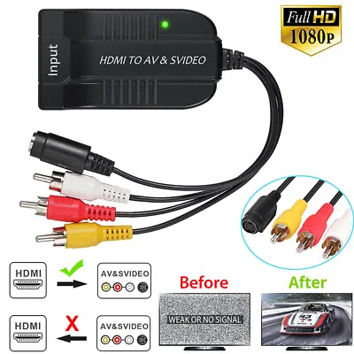 HDMI To Male AV+S-video RCA Converter 1080P With Cable For PS4 PAL NTSC Adaptor • $26.58