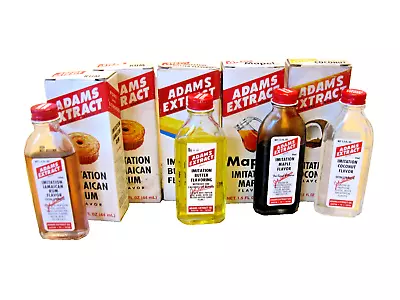 5 Vintage Adams Extract Food Flavorings Bottles & Boxes Retro Collectible  VGC • $18