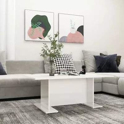 VidaXL Coffee Table High Gloss White 103.5x60x40 Cm Engineered Wood • $57.62