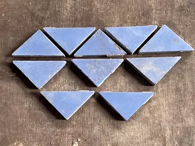 Antique Victorian Maw & Co 2” Blue Triangle Encaustic Floor Tiles Reclaimed • $2.80