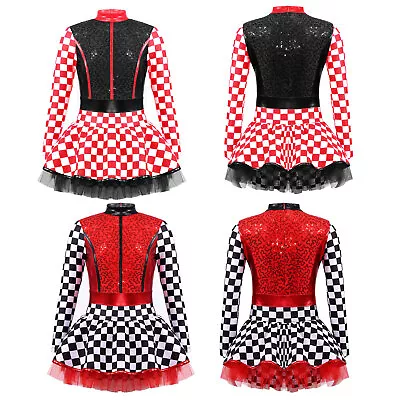 Girls Costume Cheer Leader Kids Dress Stage Cosplay Leotard Race Car Driver • $16.73