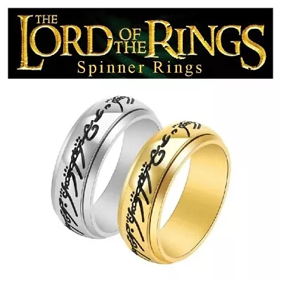 Anxiety Spinner Rings Fidget Mens Rotating Ring Stainless Steel LOTR Ring Women • $8.99