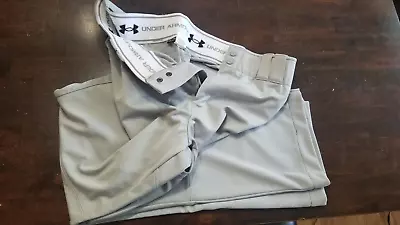 Under Armour Baseball Pants Men Size XL Medium Gray Loose Snap Belt Loops • $1.99