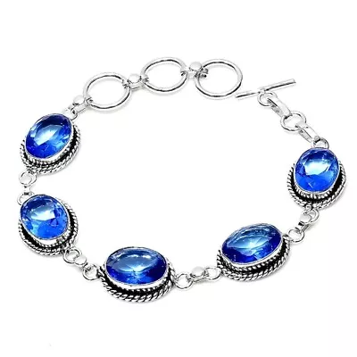 Blue Tanzanite Gemstone Handmade 925 Sterling Silver Jewelry Bracelet Sz 7-8  • $10.99