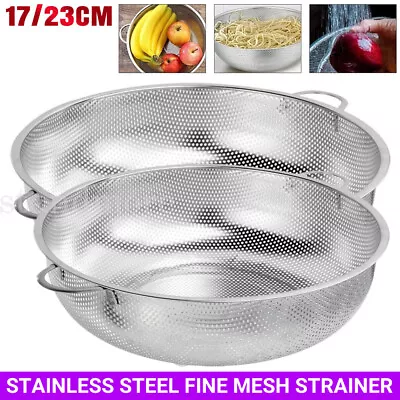 Stainless Steel Fine Mesh Strainer Colander Food Rice Vegetable Fruits Sieve • £6.95